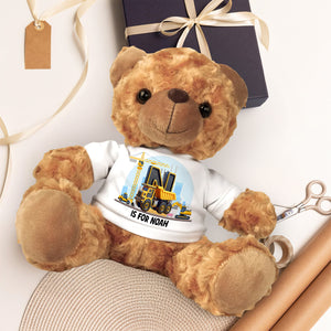 Personalized Gifts For Kids Bear With Shirt 03xqtn140225 Construction Truck Alphabet Letters - Bear - GoDuckee