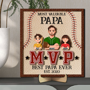 Most Valuable Baseball Dad, Personalized Gifts For Dad Wood Sign 01TOLU210125HG - Wood Sign - GoDuckee