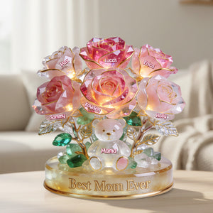 Flower Bear Mom Acrylic Plaque - Personalized Gifts For Mom 01NAMG060226 - Shaped Plaques - GoDuckee