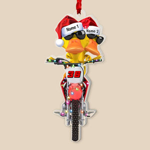 Motocross Duck Couple- Personalized Christmas Ornament - Ornament - GoDuckee