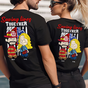 Personalized Gifts For Couple Shirt, First Responder Couple Saving Lives Together 02qhpu160125hg - Shirts - GoDuckee