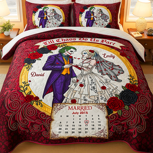 Spooky Married Couple Quilt Bed Set Special Line - Personalized Gift For Couple 04NAPU110725 - Blanket - GoDuckee
