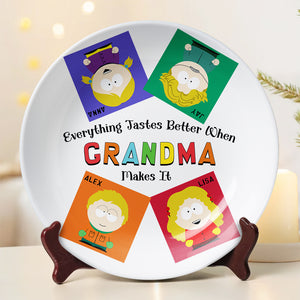 Personalized Gift For Grandma Ceramic Round Plate 01KAMH270325HG - Ceramic Round Plate - GoDuckee
