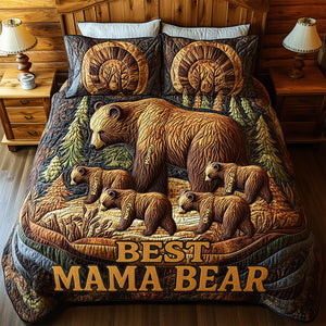 Personalized Gifts For Mom Quilt Bed Set, Best Mama Bear 04TGDT080425 - Blanket - GoDuckee