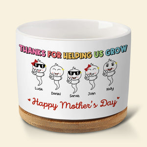 Personalized Gift For Mom Plant Pot Helping Us Grow - Plant Pot - GoDuckee