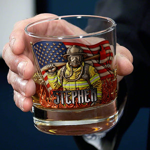 Blaze of Honor Whiskey Glass, Personalized Gifts For Firefighter 02TODT070825 - Whiskey Glass - GoDuckee