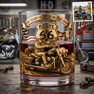 100 Years Of Route 66 Custom Photo Round Glass - Personalized Gifts For Biker 04natn080626