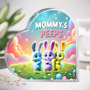 Personalized Gifts For Mom Heart Plaque, Bunny Peeps Easter Day 02TGMH110325 - Shaped Plaques - GoDuckee