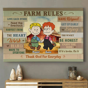 Personalized Gifts For Farmer Couples Canvas Print Farm Rules 02KALU150125HG - Poster & Canvas - GoDuckee