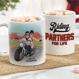 Riding Partners For Life, Personalized Biker Coffee Mug, Gift For Couple - Coffee Mug - GoDuckee