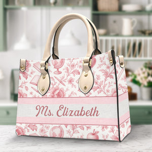 Classic Toile Pattern Leather Bag – Personalized Gifts For Teacher 03pgqn070725 - Leather Bag - GoDuckee