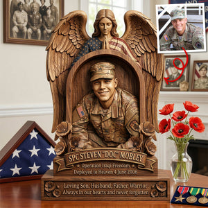 Custom Photo Military Hero Memorial Plaque, Keepsake To Remember A Veteran 02qhtn250326 - Shaped Plaques - GoDuckee