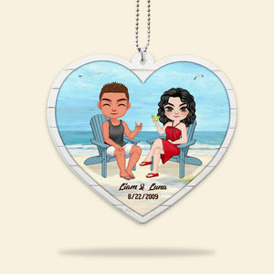 Gift For Couple, Personalized Car Ornament, Beach Couple Ornament, Anniversary Gift - Ornament - GoDuckee