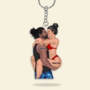 Personalized Gifts For Couple Keychain Funny Kissing Couple 14QHHU150125TM - Keychains - GoDuckee