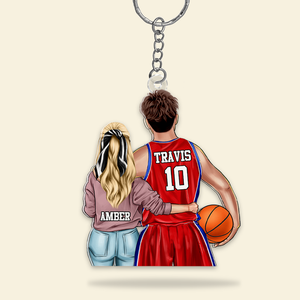 Personalized Gifts For Couple Keychain Basketball Couple 012QHHU200125TM - Keychains - GoDuckee