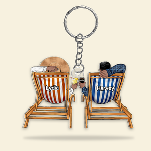 Personalized Gifts For Couple Keychain Couple On The Beach 11QHHU150125TM - Keychains - GoDuckee