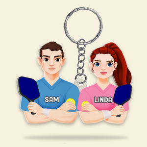 Personalized Gifts For Couple Keychain Pickleball Couple 011QHHU220125PA - Keychains - GoDuckee