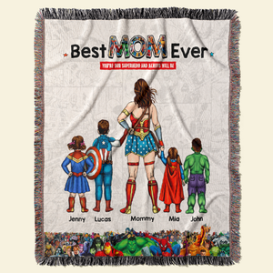 Personalized Gifts For Mom Woven Blanket Mother's Day Best Super Mom Ever 05ACHU030425PA - Blanket - GoDuckee