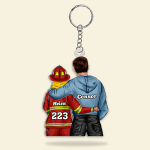 Personalized Gifts For Firefighter Couple Keychain 011QHHU110125TM - Keychains - GoDuckee
