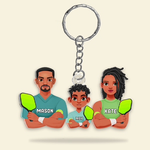 Personalized Gifts For Family Keychain Pickleball Family 012QHHU220125PA - Keychains - GoDuckee