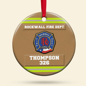Personalized Firefighter Ornament With Custom Badge, Name & Number, Christmas Gift For Firefighter - Ornament - GoDuckee