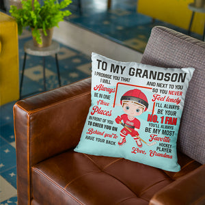 I'll Always Be Your No.1 Fan Personalized Square Pillow, Gift For Ice Hockey Lover, Gift For Son/Grandson - Pillow - GoDuckee