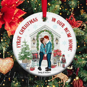 Couple Our First Christmas In Our New Home, Personalized Ceramic Ornament, Gift For Him/Her - Ornament - GoDuckee