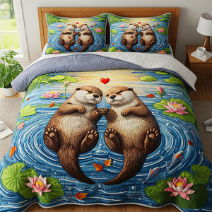 Otter Quilt Bedding Set Special Line - Personalized Gift For Couple 05NAPU150725 - Blanket - GoDuckee