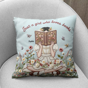 Reading Girl Pillow - Personalized Gifts For Book Lovers 01natn130625 - Pillow - GoDuckee
