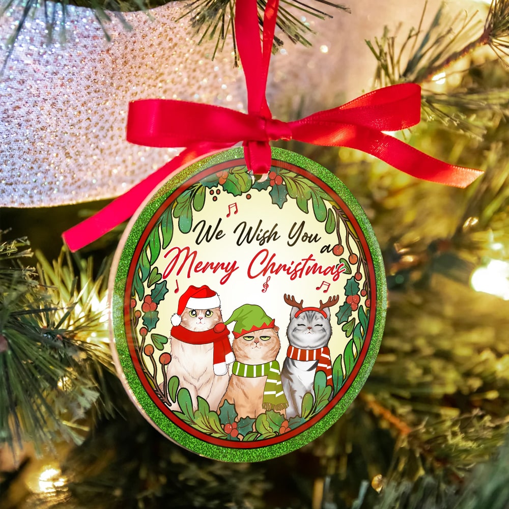 Cats, We Wish You A Merry Christmas Personalized Ornament, Christmas Gifts For Cat Lovers, 04ACPO031023 - Ornament - GoDuckee