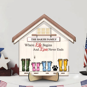 Personalized Gifts For Family Wood Sign Where Life Begins And Love Never Ends - Wood Signs - GoDuckee