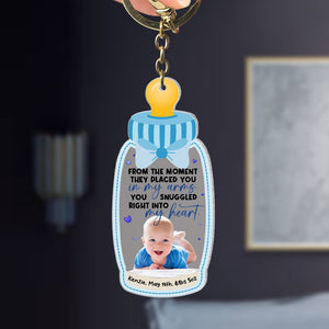 From the Moment They Placed You in My Arms, You Snuggled in My Heart- Custom Photo Keychain -Newborn Baby Gift - Keychains - GoDuckee