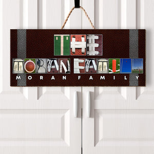 American Football Custom Name Alphabet Photo Letter - Personalized Wood Art - Wood Sign - GoDuckee