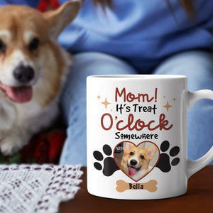Custom Photo Gifts For Dog Lovers Coffee Mug It's Treat O'clock Somewhere - Coffee Mugs - GoDuckee