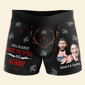 Custom Photo Gifts For Men Boxers You Always Make Me Smile - Boxers & Briefs - GoDuckee