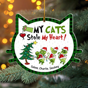 My Cats Stole My Heart-Personalized Acrylic Ornament- Gift For Cat Lover-Christmas Gift- Cat Lover Ornament - Ornament - GoDuckee
