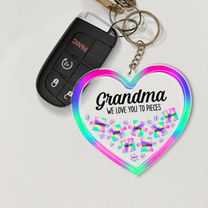 Grandma We Love You To Pieces- Personalized Keychain- Gift For Grandma/ Gift For Family- Grandma Keychain - Keychains - GoDuckee
