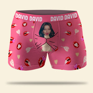 Funny Custom Face Men Boxer Briefs, Gift For Him, Naughty Couples, Valentine's Gift - Boxer Briefs - GoDuckee