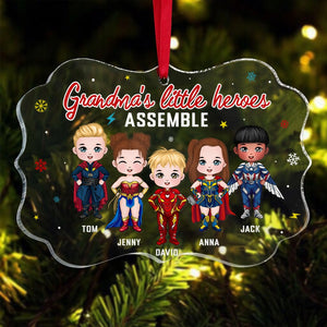 Grandma's Little Heroes Assemble, Personalized Medallion Acrylic Ornament PW-02NATN120923 - Ornament - GoDuckee