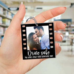 Drive Safe No One Else Will Tolerate Me- Custom Photo Flat Car Ornament And Keychain- Couple Gift - Ornament - GoDuckee