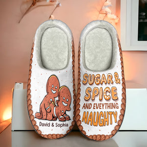 Everything Naughty-Personalized Home Slippers-Couple Gift-Gift For Christmas - Shoes - GoDuckee