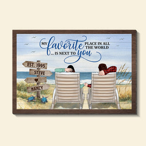 My Favorite Place In All The World Is Next To You-Personalized Wood Sign- Gift For Couple- Beach Couple Wood Sign - Wood Sign - GoDuckee