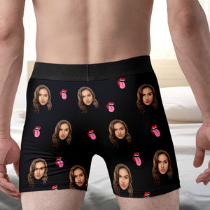 Only You Can Unwrap The Package, Custom Photo Men Boxer Briefs, Funny Couple Gift For Valentine's Day - Boxer Briefs - GoDuckee