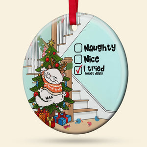 Cat-Personalized Ceramic Circle Ornament-Gift For Cat Lover- Cat Ornament - Ornament - GoDuckee