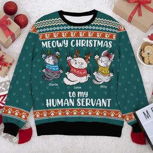 To My Human Servant-Personalized 3D Knitted Ugly Sweater-Gift For Cat Lover - AOP Products - GoDuckee