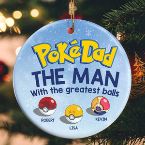 Dad The Man With The Greatest Balls Personalized Funny Ceramic Circle Ornament 03OHTN120723 - Ornament - GoDuckee
