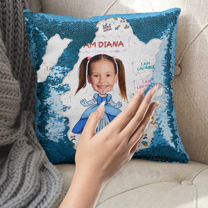Custom Kid Face 04NATN281223HA Princesss Square Glitter Pillow, Gift For Kid - Pillow - GoDuckee