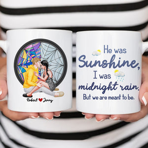 Cause He Was Sunshine, I Was Midnight Rain, Personalized Coffee Mug, Couple Gifts, Valentine Gifts - Coffee Mug - GoDuckee