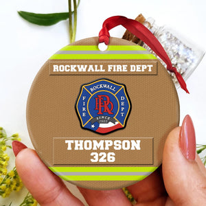 Personalized Firefighter Ornament With Custom Badge, Name & Number, Christmas Gift For Firefighter - Ornament - GoDuckee