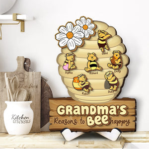 Personalized Gifts For Grandma Wood Sign Grandma's Reasons To Bee Happy 05htqn060224 - Wood Signs - GoDuckee